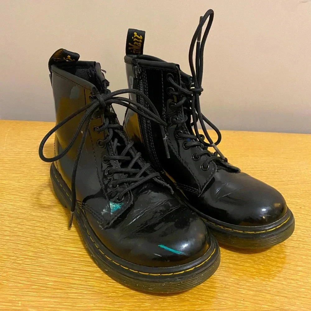 Kids black Dr Marten combat boots, size 1